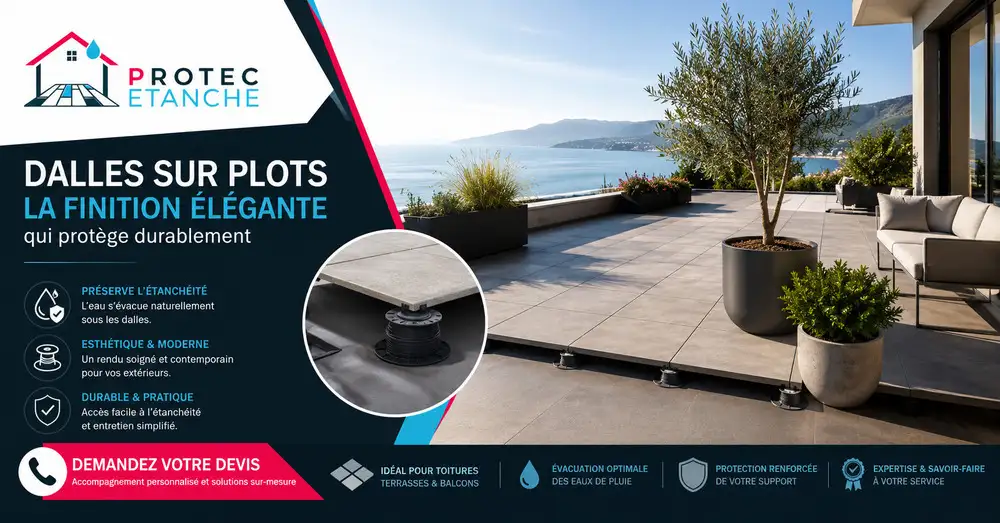 Dalles sur plots et �vacuation des eaux : un duo gagnant sign� Protec Etanche